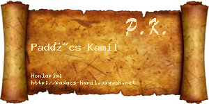 Padács Kamil névjegykártya